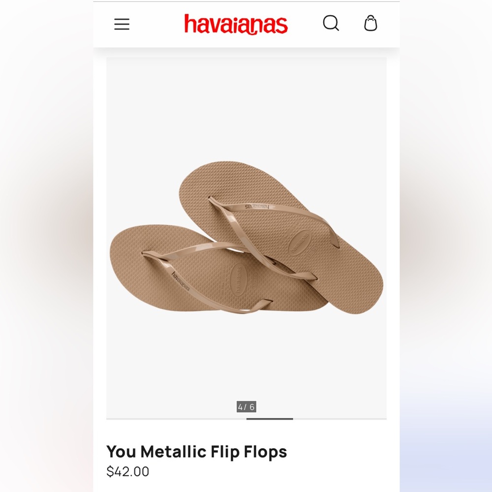 NWT havaianas you metalic rose gold flip flops